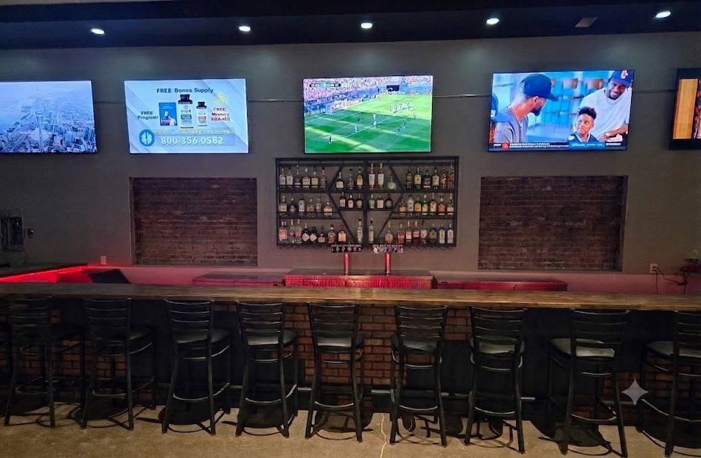 Iron Bridge Tap House bar and sports televisions